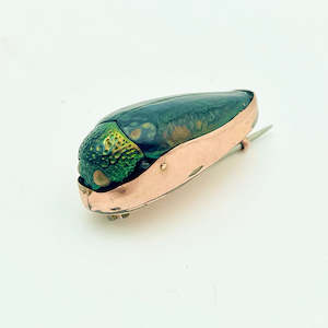 Iridescent Green Antique Jewel Beetle Brooch