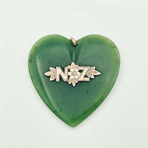 9ct Antique New Zealand Pounamu Heart Pendant
