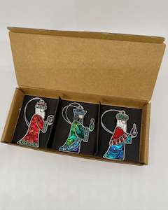 Christmas & Seasonal: NZ Christmas Decoration - Three Paua Kings - Boxed Set