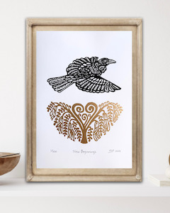 Art Design: Linocut Print - New Beginnings