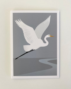 Gift Wrapping Services: White Heron Greeting Card - By Artist Cathy Hansby
