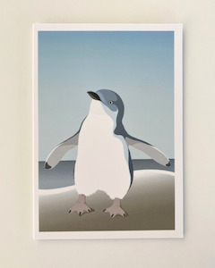Gift Wrapping Services: Little Blue Penguin Greeting Card - By Artist Cathy Hansby