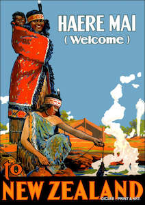 Vintage NZ Tourism Prints - Haere Mai