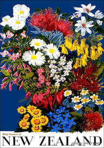 Nz Retro Prints: Vintage NZ Tourism Prints - New Zealand Florals
