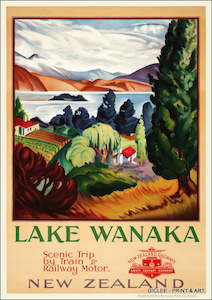 Vintage NZ Tourism Prints - Lake Wanaka
