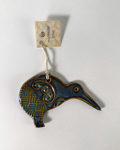 Christmas Decorations: Wall Hanging Ceramic Kiwi Blue