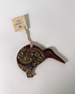 Christmas Decorations: Wall Hanging Ceramic Kiwi Brown- Small