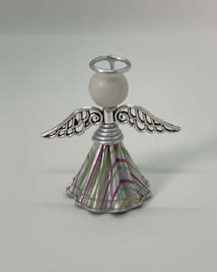 Upcycled Coffee Pod - Angel Decoration Pink Stripe