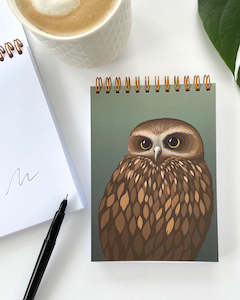 Stationary Books: Morepork - Ruru Note Book - By Artist Cathy Hansby