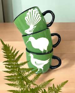 Ceramics: Pacific Painted Pottery Mugs - Green