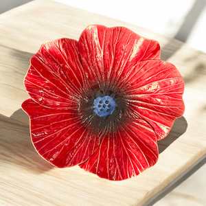 Ceramic Hibiscus Bowl - Red