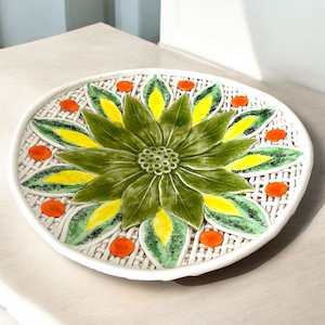 Ceramics: Ceramic Green Lotus Bowl- Large
