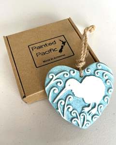 Ceramics: Ceramic Heart Kiwi - Sand Blue - Medium