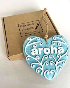 Ceramic Heart Aroha - Sand Blue - Large