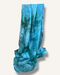Accessories: Silk Scarf Medium- Ice Dye- Aqua