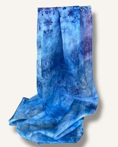Silk Scarf Small- Ice Dye- Sky Blue
