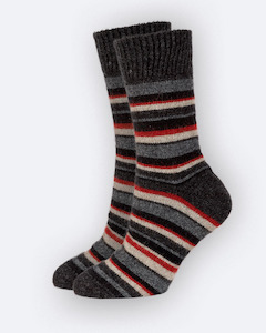 Men: Socks striped - Possum Merino - Charcoal