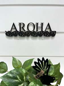Kiwiana: Wall Sign Aroha - Black
