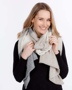 Knitwear Possum Merino: Shawl - Travel Wrap - Natural Stripe