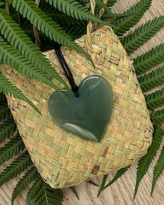 Nz Made Greenstone Pounamu Jewellery: Greenstone - Pounamu | Large Heart Pendant, Pale Green