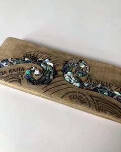 Paua Shells: Recyclewood - Kia Kaha Wall Art