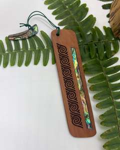 Nz Made Woodcraft: Native Wood Bookmark with Paua Shell