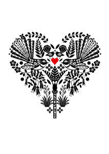Greeting Card - NZ Fantail Heart