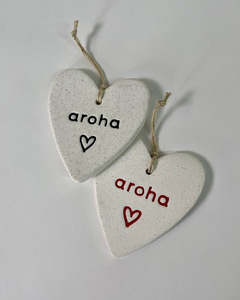 Christmas Decorations: Ceramic Hearts by Michelle Bow - Aroha