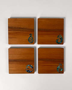 Kitchen Dining: Rimu & Paua Coasters - individual - Our Heritage