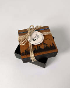 Kitchen Dining: Rimu & Paua Coasters - Set of 4 - Kiwi Adventure