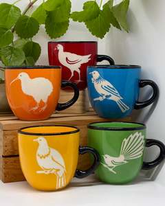 Native Bird Ceramic Mugs | Painted Pacific Pottery