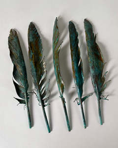 Sculpture: Copper Plated Feathers - Green Patina