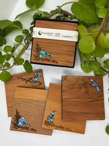 Rimu & Paua Coasters - Set of 4 - NZ Native Birds