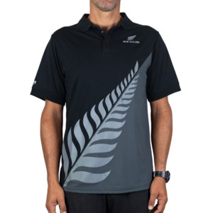 Polo Grey/Black Large Fern Print Polo