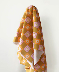 Fabric: All Summer Long 100% Cotton Pink, Orange & Brown Flower Check Print 148 cm wide $29 pm