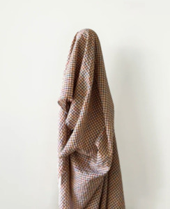 Linen Cotton Blends: Multicolour Cotton Linen Seersucker Check 136 gsm $37pm