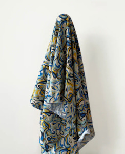 Featured Collection: Blue Merle Swirls 100% Linen Print 135 cm w 160 gsm $38pm