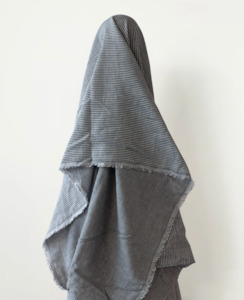 Double Gauze Charcoal Pure Organic Cotton Check & Stripe 140 cm w, 132 gsm $20 pm