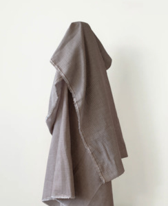 All Cotton: Double Gauze Brown Pure Organic Cotton Check & Stripe 140 cm w, 132 gsm $20 pm