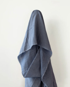 All Cotton: Double Gauze Blue Pure Organic Cotton Check & Stripe 140 cm w, 132 gsm $20 pm