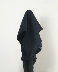 Black Cotton Linen Seersucker Check 130gsm $37pm Oeko-Tex Certified