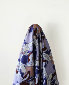 Featured Collection: Summer Love: 100% Linen, Lilac & Brown Abstract Flower Print 140 cm w, 145 gsm $40