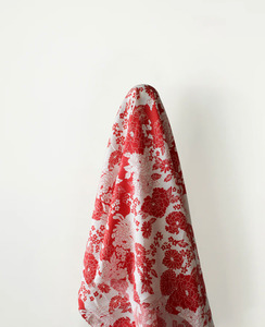 Featured Collection: Summer Love: 100% Linen, Red & White Chrysanthemum Print 140 cm w, 145 gsm $40
