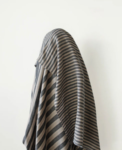 Summer Love: Beige & Black Double Sided Cotton Wide Stripe 140 cm w, 132 gsm $20 pm