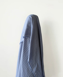 Summer Love: Steel Blue Double Gauze Double Sided Cotton Stripe 140 cm w, 132 gsm $20 pm