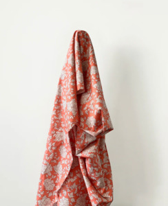 Deadstock Sale: Apricot & White Botanical Print 100% Cotton 145 cm 115 gsm $12 pm