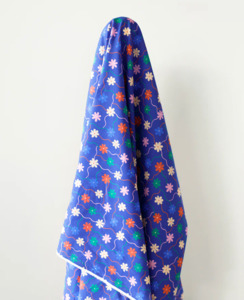Deadstock Sale: Deadstock Sale: Cotton Linen Blue Multi Colour Flowers on a Vine Print 135 gsm $12.00 pm
