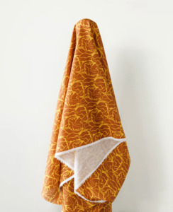 Deadstock Sale: Deadstock Sale: Cotton Linen Gold & Brown Flower Print 135 gsm $12.00 pm