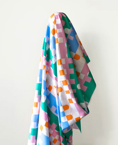 Deadstock Sale: Deadstock Clearance: 100% Cotton White Multi Colour Block Print 148 cm wide $12 pm