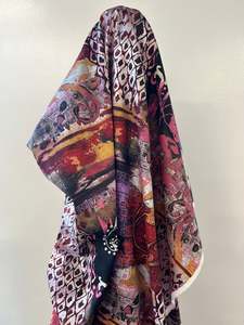 Deadstock Sale: Deadstock: 100% cotton Multi screen print, Purple deep red, metallic silver $12pm
